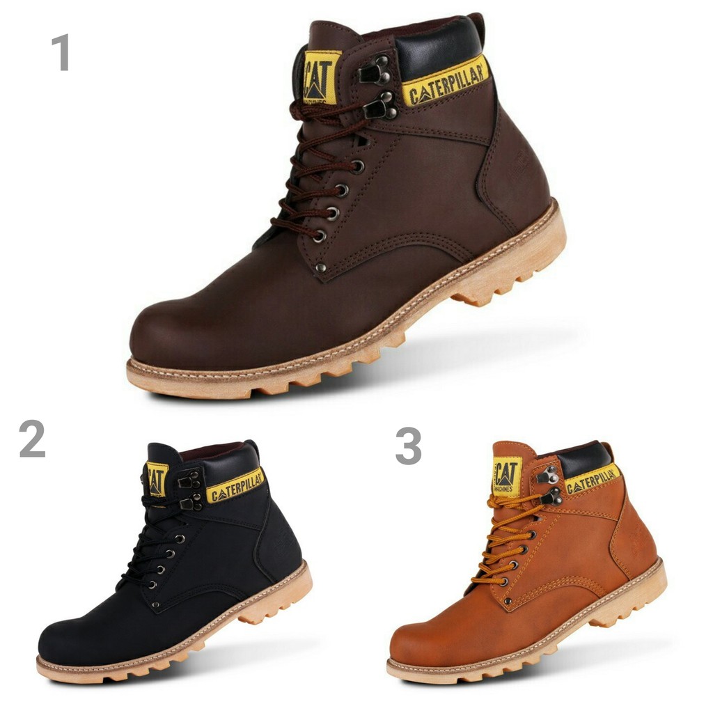 Sepatu Pria Caterpillar Holton Safety Boots Ujung Besi Bikers Touring