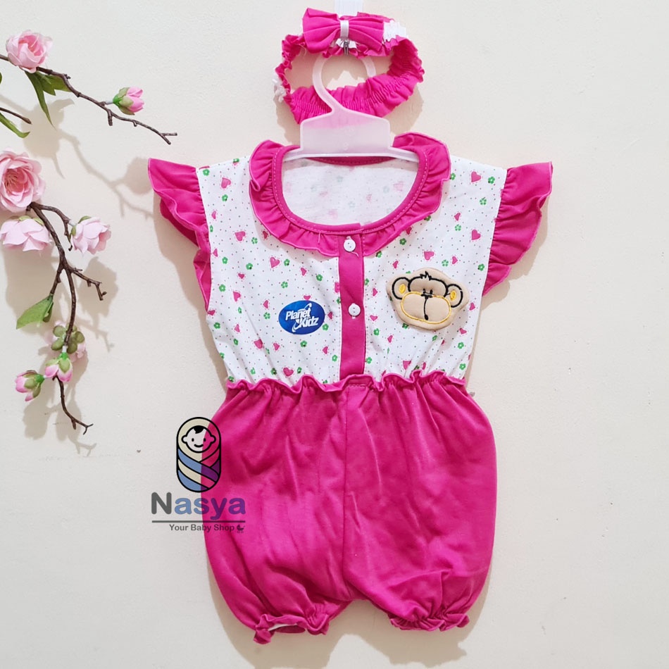 Jual [P-003] Baju Bayi Jumpsuits Bayi Perempuan Lengan Aksen Renda (0-6