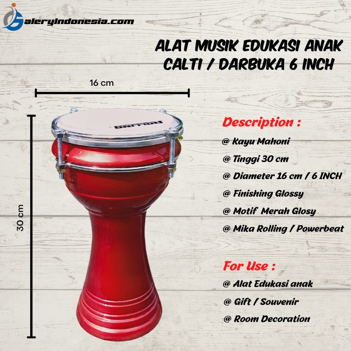 Jual Merah Glossy Darbuka / Calti 6 inch (Alat Musik Tradisional