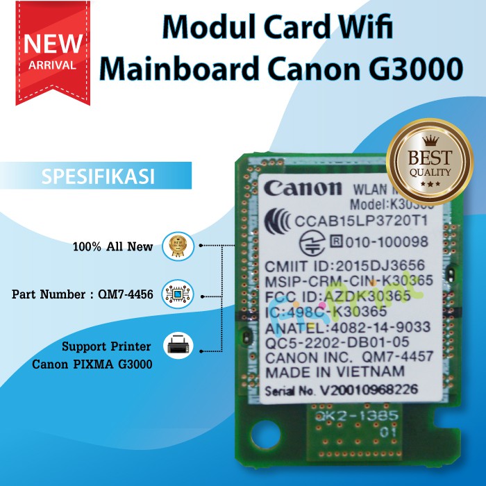 Jual Part Canon G3000 Error Blinking 26x Modul Card WiFi Printer Pixma