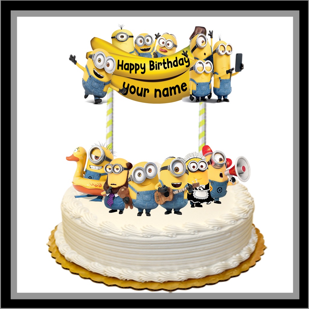 Jual CUSTOM TOPPER CAKE HAPPY BIRTHDAY / ULANG TAHUN MINION | Shopee ...