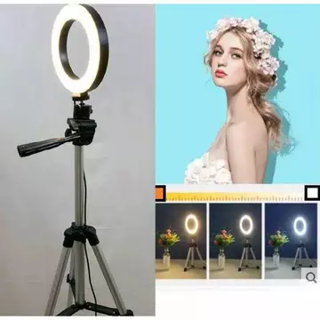 Ring Light Led 16Cm Foto Selfie Vlog Youtuber Video Tripod Lampu Ringlight Vloger