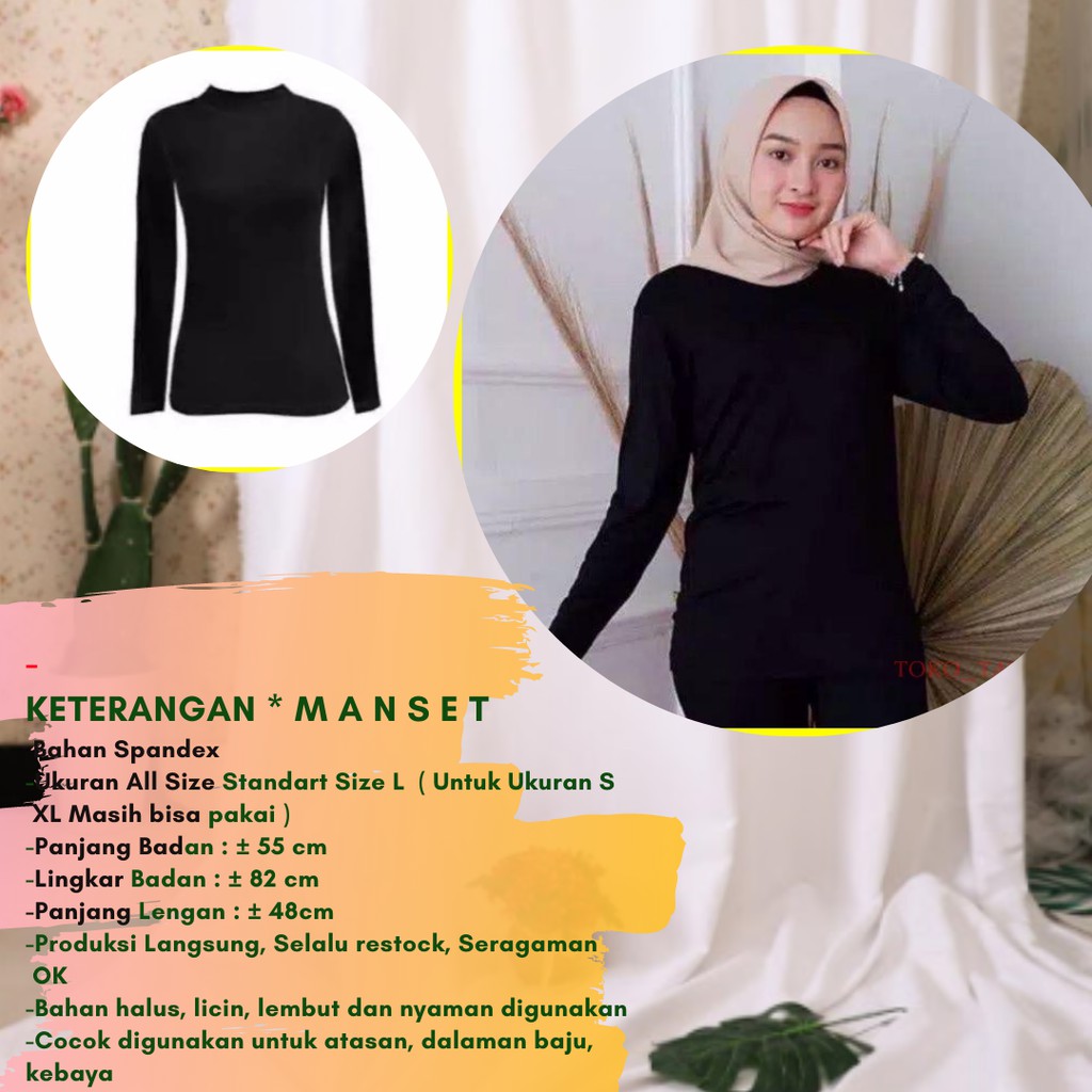 Jual MANSET WANITA KAOS DALAMAN LENGAN PANJANG MANGSET HITAM POLOS BAJU ...