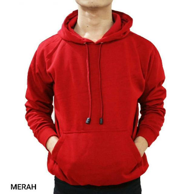 Jual HOODIE POLOS MERAH M - XXL SWEATER POLOS PRIA WANITA | Shopee ...