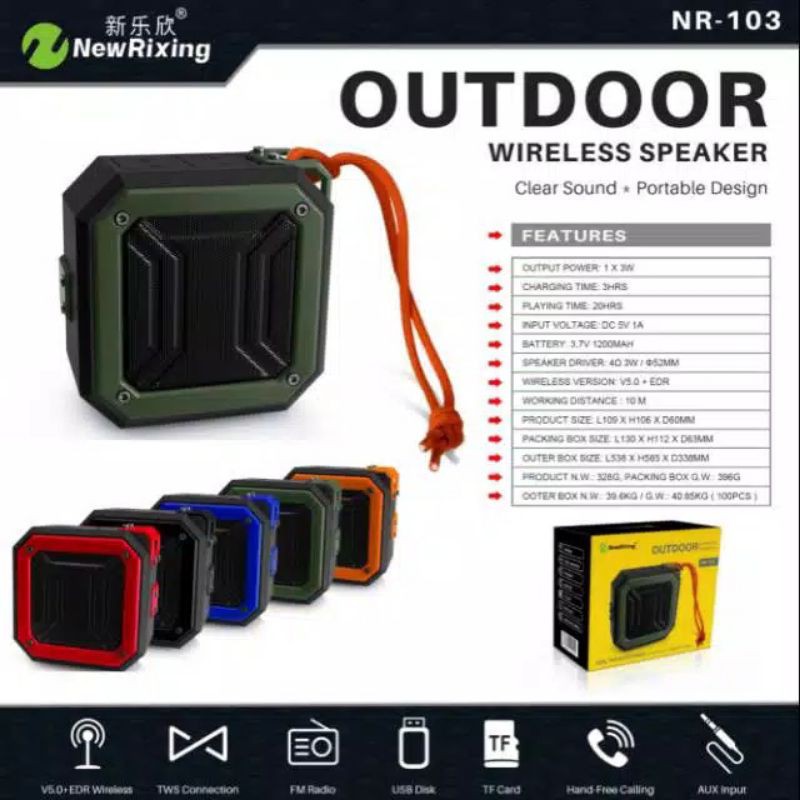 Jual SPEAKER BLUETOOTH OUTDOOR NEW RIXING NR-103 WIRELESS