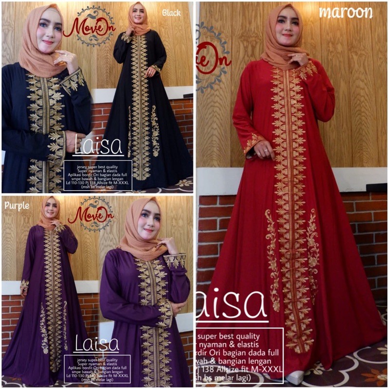 Jual Abaya Turkey Dewasa Jersey Aplikasi Bordir Busana Arab Muslimah ...