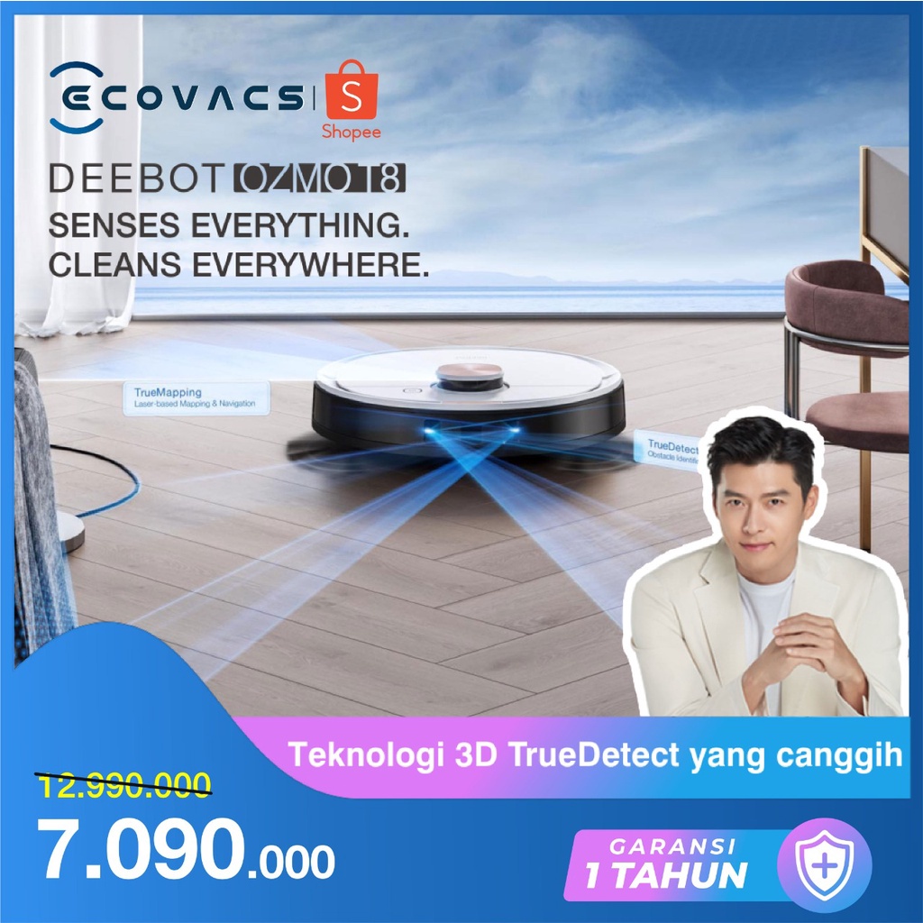 Jual Ecovacs DEEBOT OZMO T8 Robot Vacuum Cleaner Vacum Sapu Pel Vakum