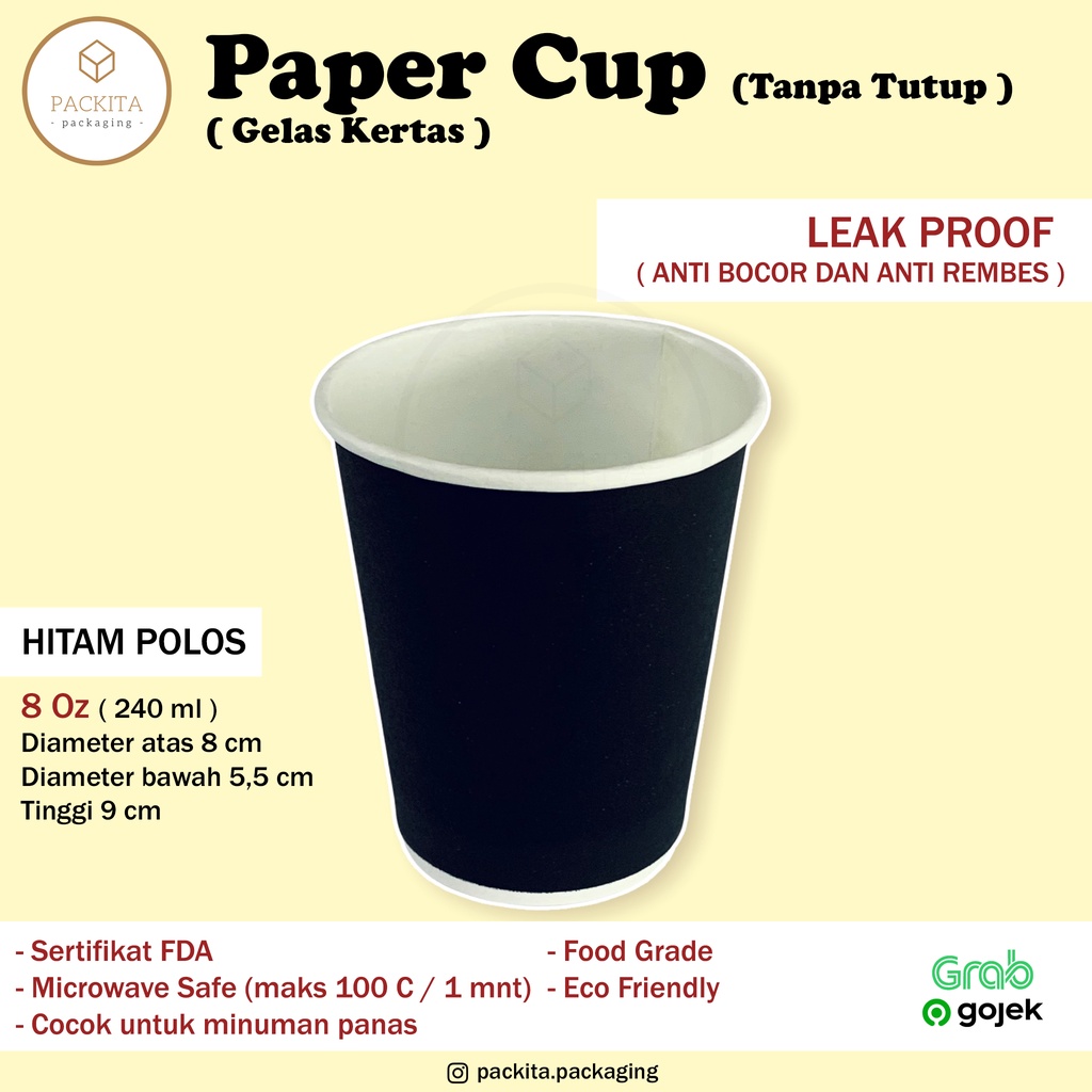 Jual Paper Hot Cup Black Oz Ml Pcs Dus Shopee Indonesia