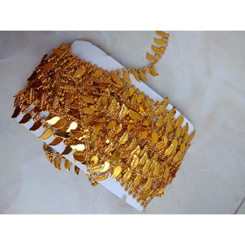 Jual Aplikasi Daun Kasandra Gold charm Payet Renteng Aksesories Parel ...