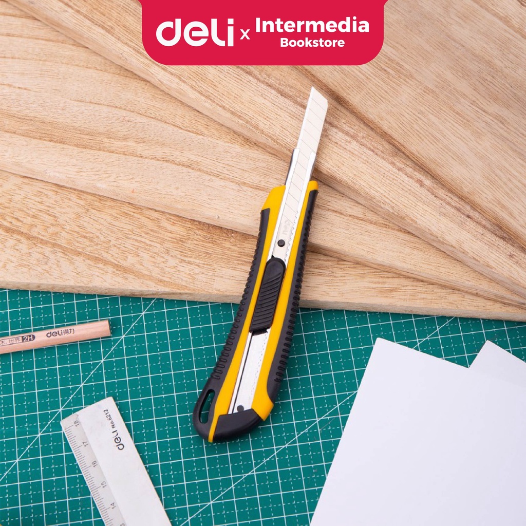 Jual Deli E2039 Cutter dengan pisau baja SK2 memudahkan untuk memotong ...