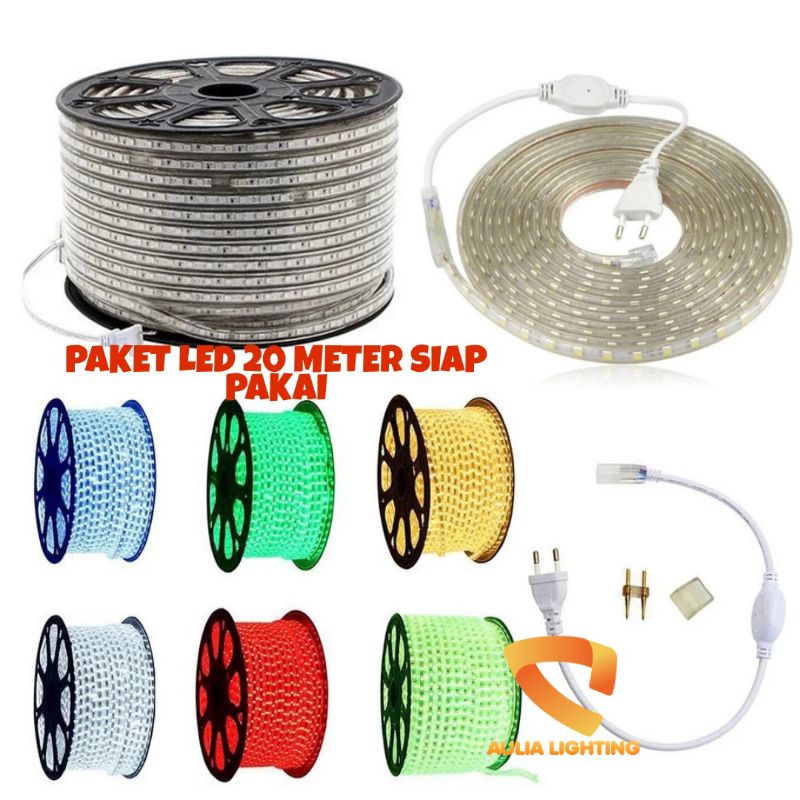 Jual Paket Lampu Led Strip 220v Selang Kotak Smd 5050 10m 20m 20 Meter