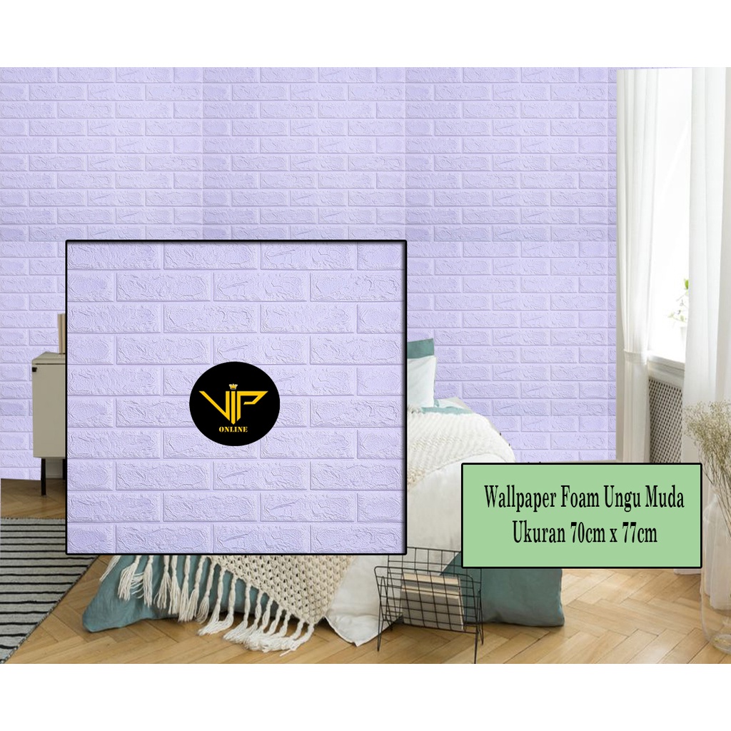 Jual VIP Wallpaper Foam Bata Warna Ungu Muda Premium Wallpaper Sticker ...