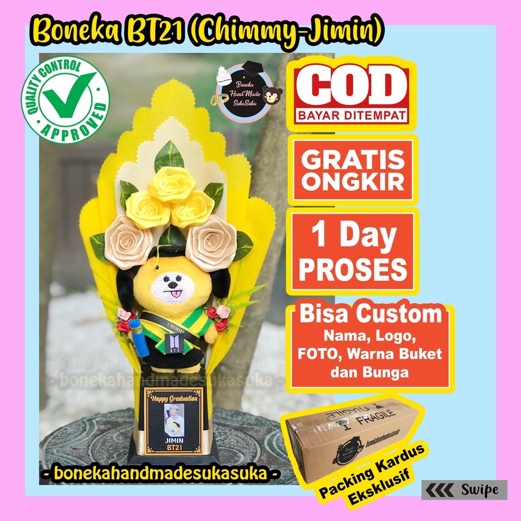 Jual Boneka Kado Wisuda Fans ARMY BTS BT21 KARAKTER CHIMMY VAN RJ ...
