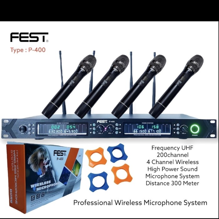 Jual Mic Wireless Fest P400 Uhf Handheld 4Mic Digital Original ...
