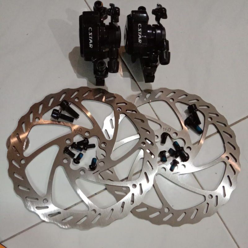 Jual brakeset rem cakram mekanik 160 / 6in plus rotor rem discbrake ...