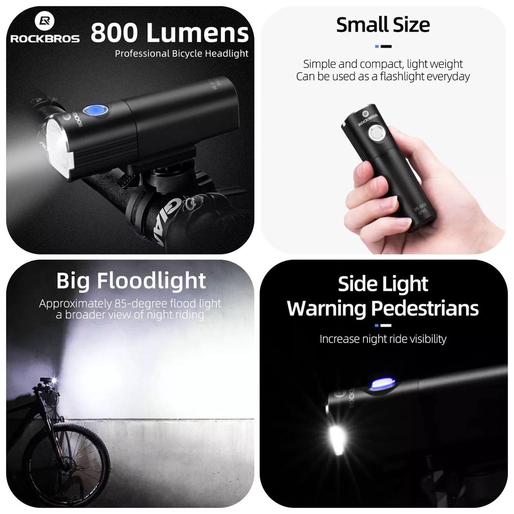 Jual Rockbros Lampu Sepeda Depan Led V Lm Original Bycicle Light Mtb Gunung Bmx Fixie