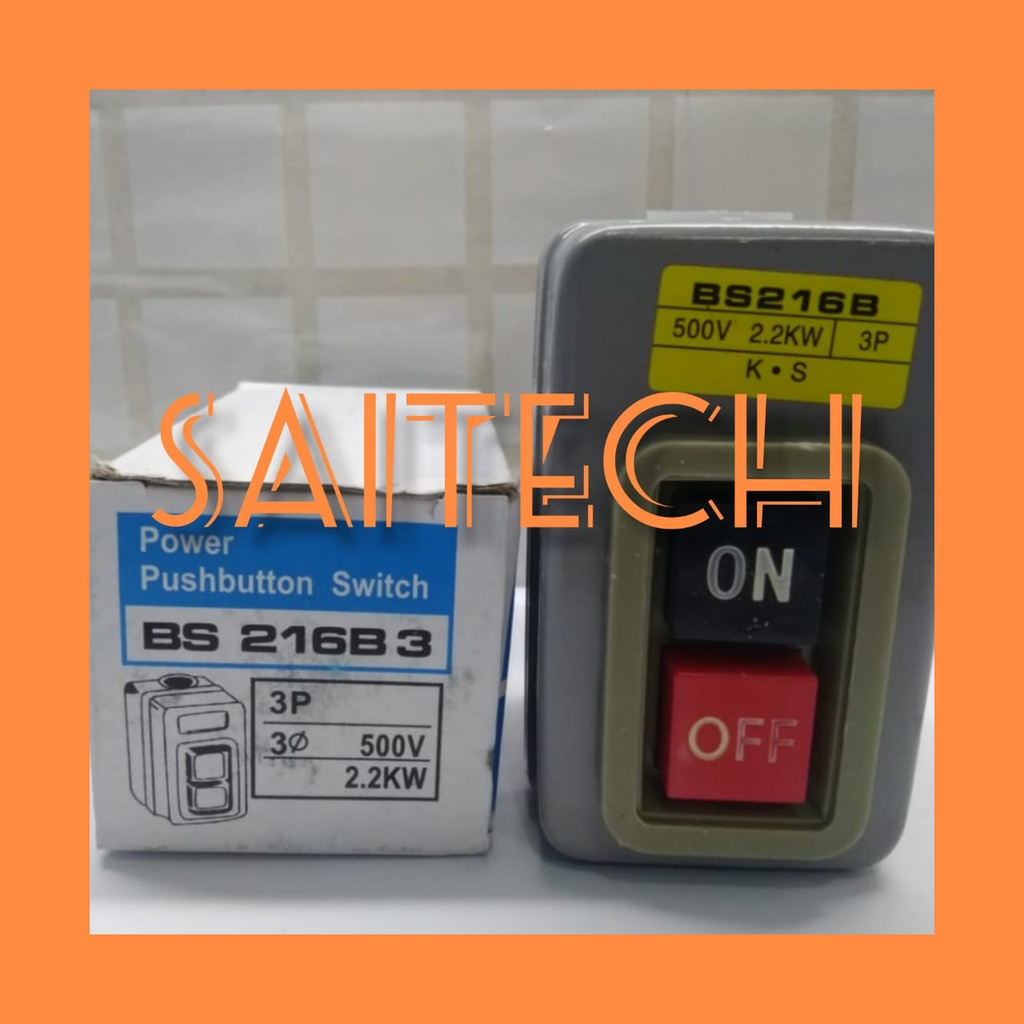 Jual Power Push Button Switch BS-216B 15A 500v 2.2KW 3 Phase BS216B3 ...