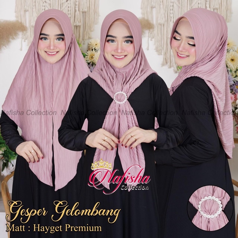 Jual Hijab Gesper Gelombang model Terbaru - Jilbab Instan Gesper