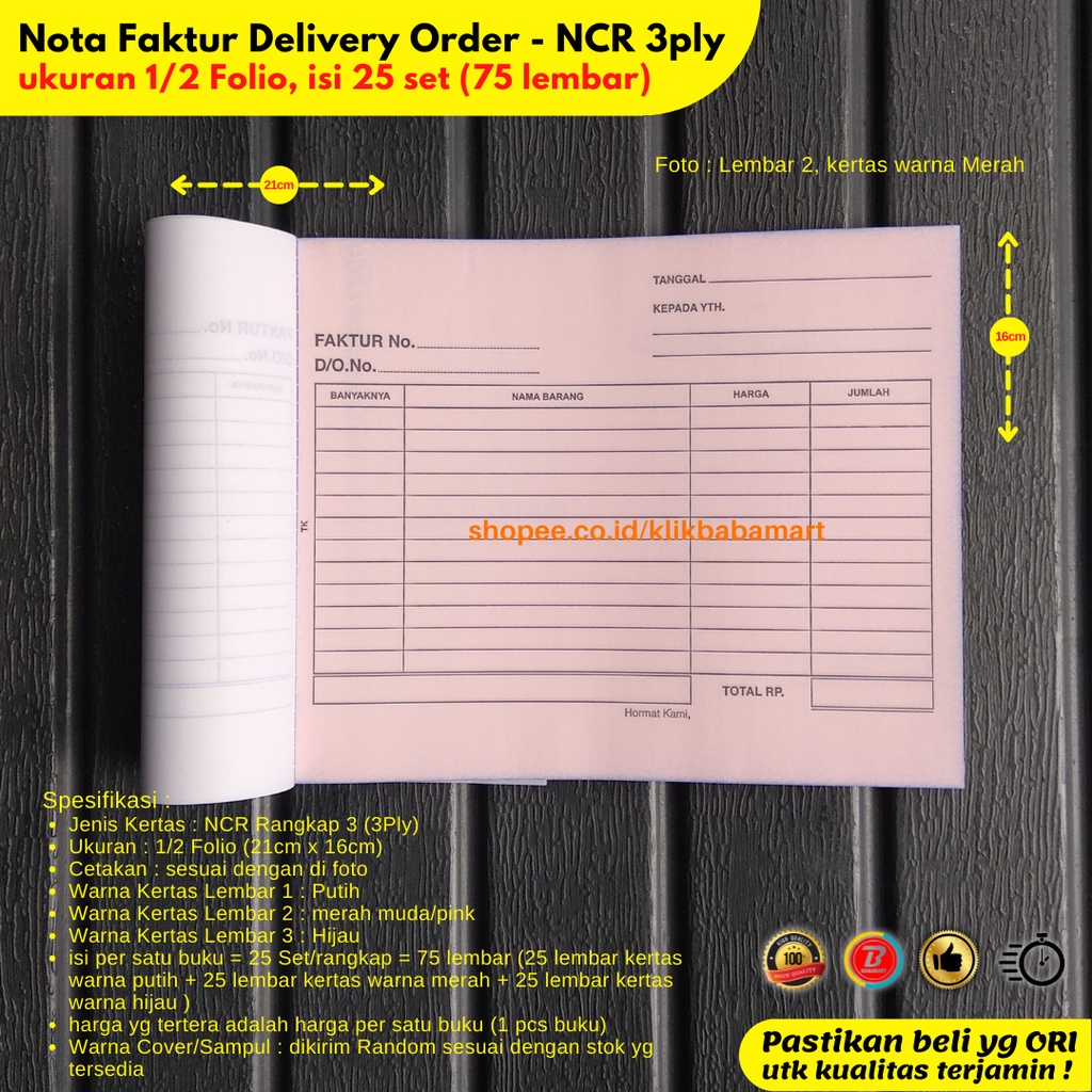 Jual SURAT JALAN NOTA FAKTUR DELIVERY ORDER DO EKSPEDISI 1/2 FOLIO ...