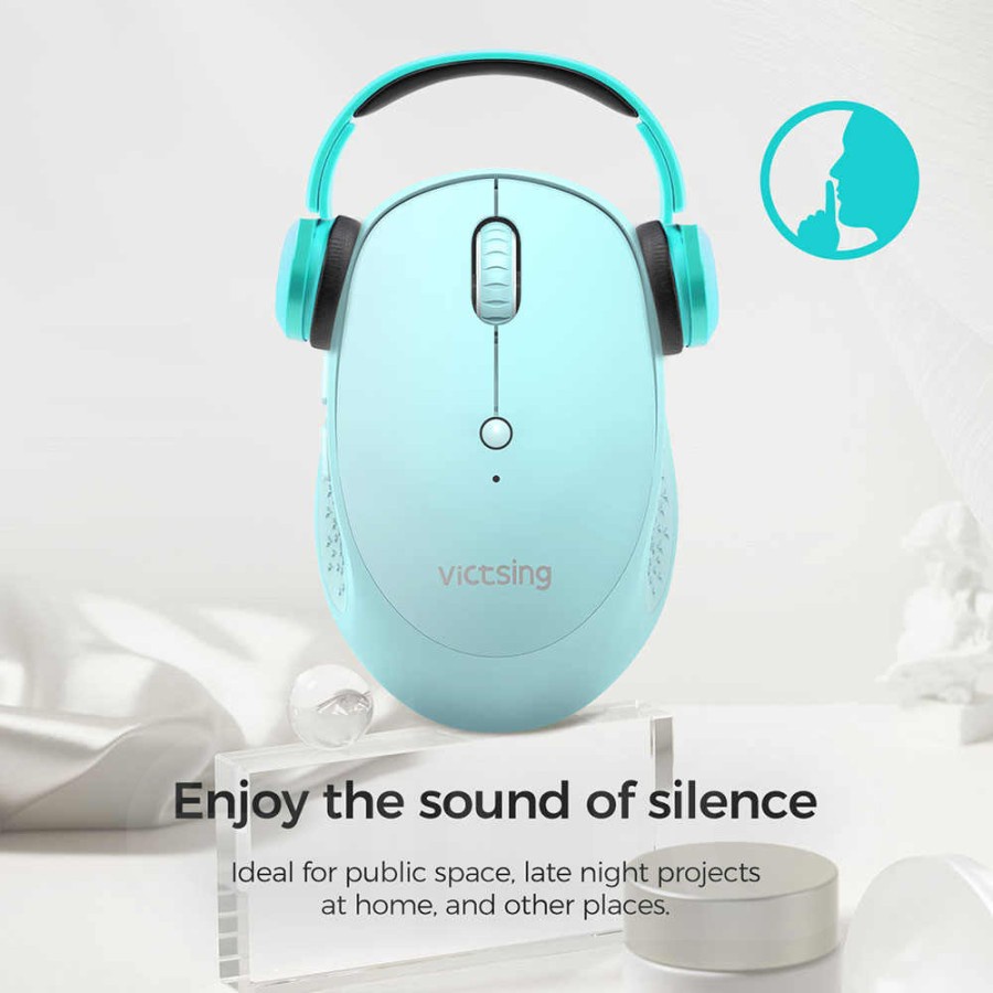Jual SIlent Mouse Victsing by Eino Wireless Mouse VTPC254AG - Biru Muda ...