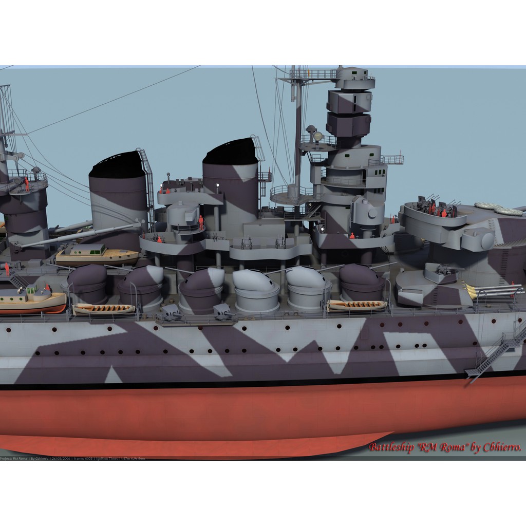 Jual DIY Papercraft Kertas Pola Kapal Perang Battleship RN Roma 120cm ...