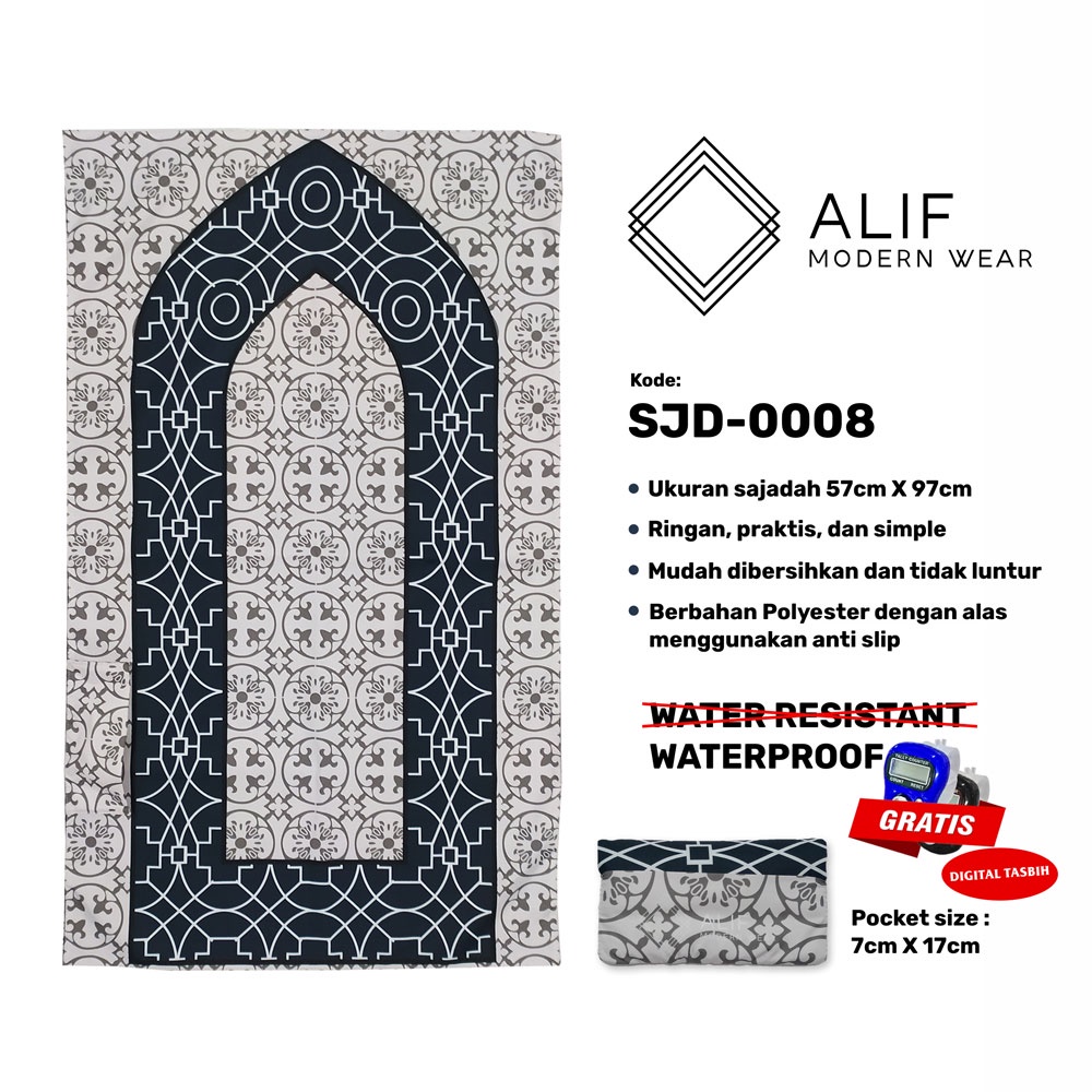 Alif Modern Wear -  Sajadah Saku Travel Waterproof Anti Slip - SJD-0008