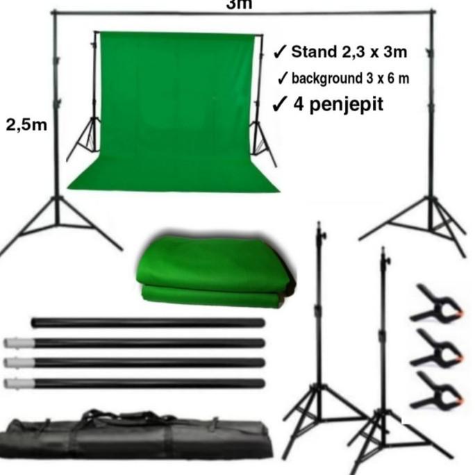 Jual Paket Green Screen Background Stand Background Kain 3X6 Meter C44Cq3Wl84 Shopee Indonesia