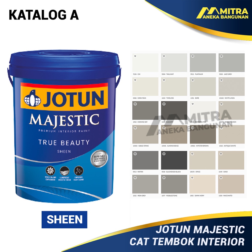 Jual Cat Tembok Interior Jotun Majestic True Beauty Sheen 25 Liter Katalog A Warna Abu 6411