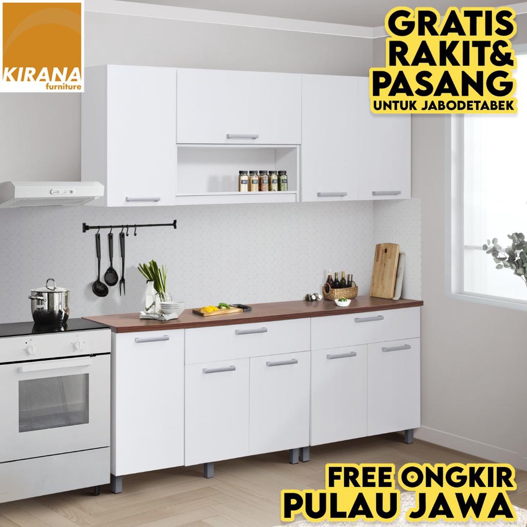 Jual Kirana Kitchen Set Kayu Indiana Lemari Kabinet Dapur Rak Dapur - 2 ...