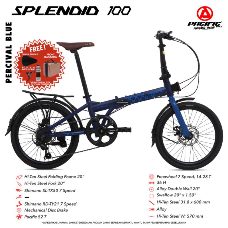 Jual sepeda lipat Pacific 20 inch Splendid 100 bagasi free cover saddle ...