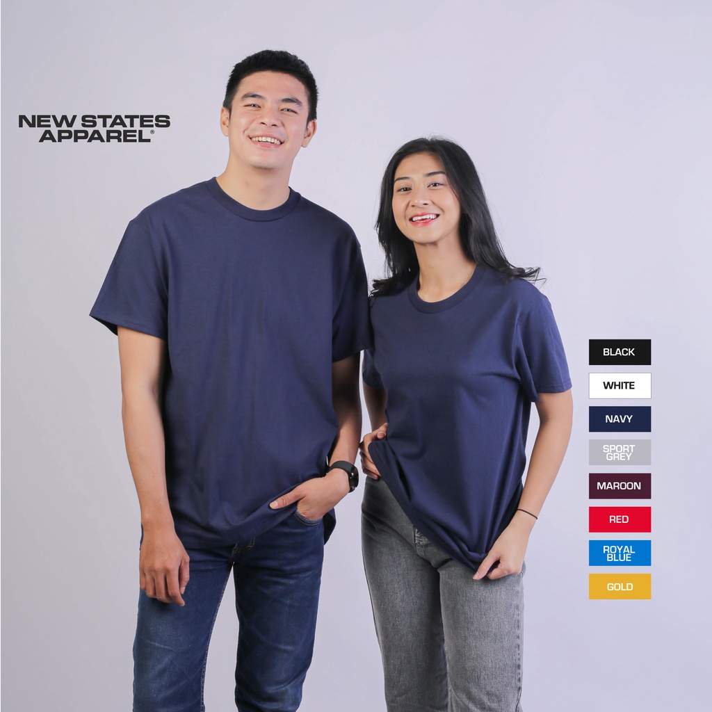 Jual NEW STATES APPAREL Kaos Polos Pria Dan Wanita Lengan Pendek Heavy ...