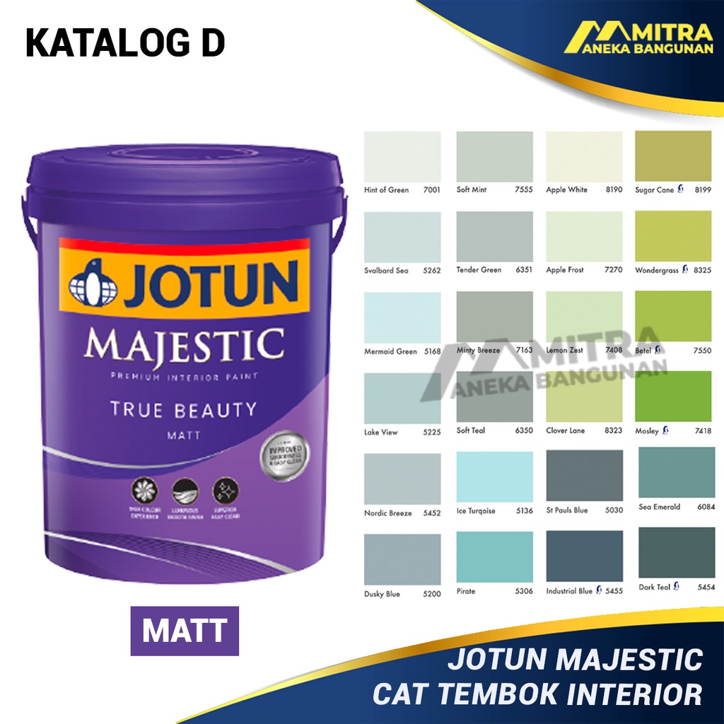 Jual Cat Tembok Interior Jotun Majestic True Beauty Matt 25 Liter Katalog D Warna Biru 3812