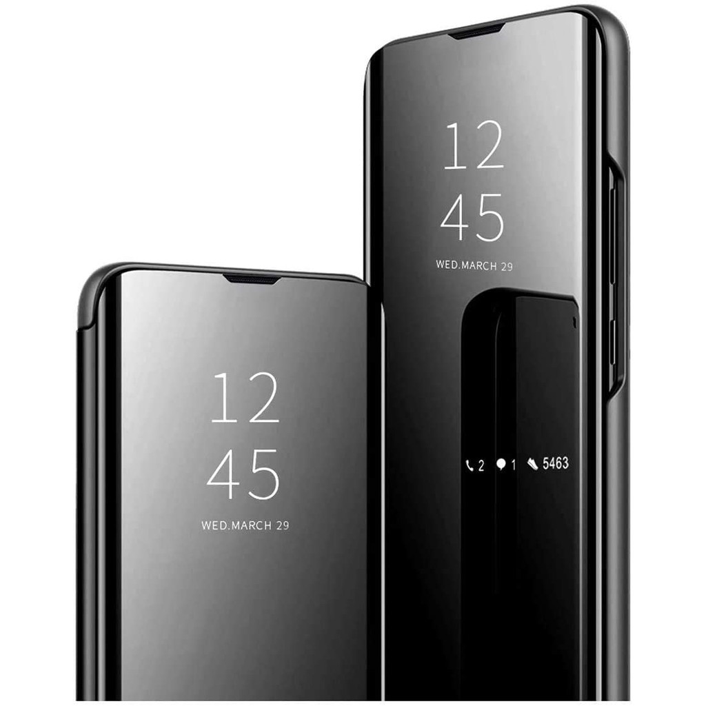 Custodia A Specchio Con Portafoglio E Stand Per OPPO Realme 7i, Cover Flip In Argento Con Funzione Cavalletto