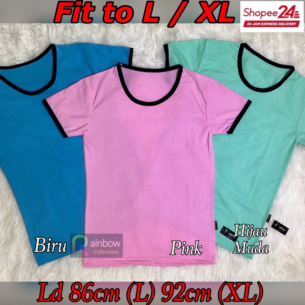 Jual RAINBOW - KAOS RINGER TEE POLOS UKURAN BESAR FIT L / XL | Shopee ...