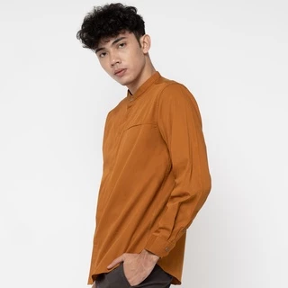 M231 Kemeja Pria Koko Shanghai Polos Soft Twill Panjang Mustard 1971J