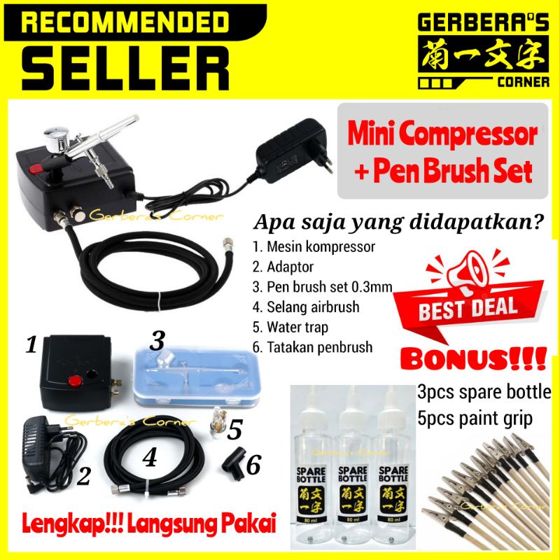 Jual Mini Compressor Pen Brush Set Spray Gun Airbrush Air - Main Image