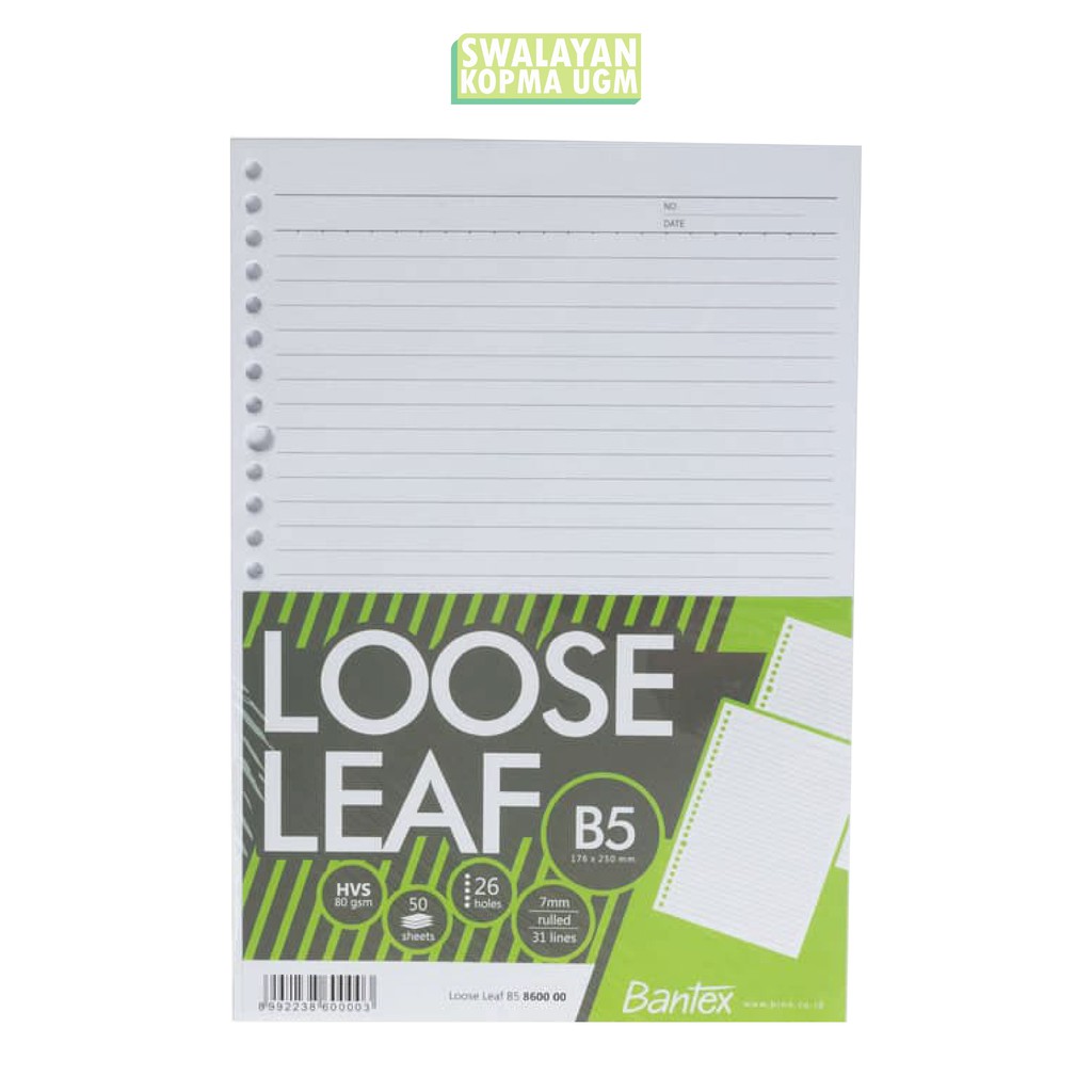 Jual Kertas Loose Leaf B5 GARIS BANTEX Isi File Binder 50 Lembar ...