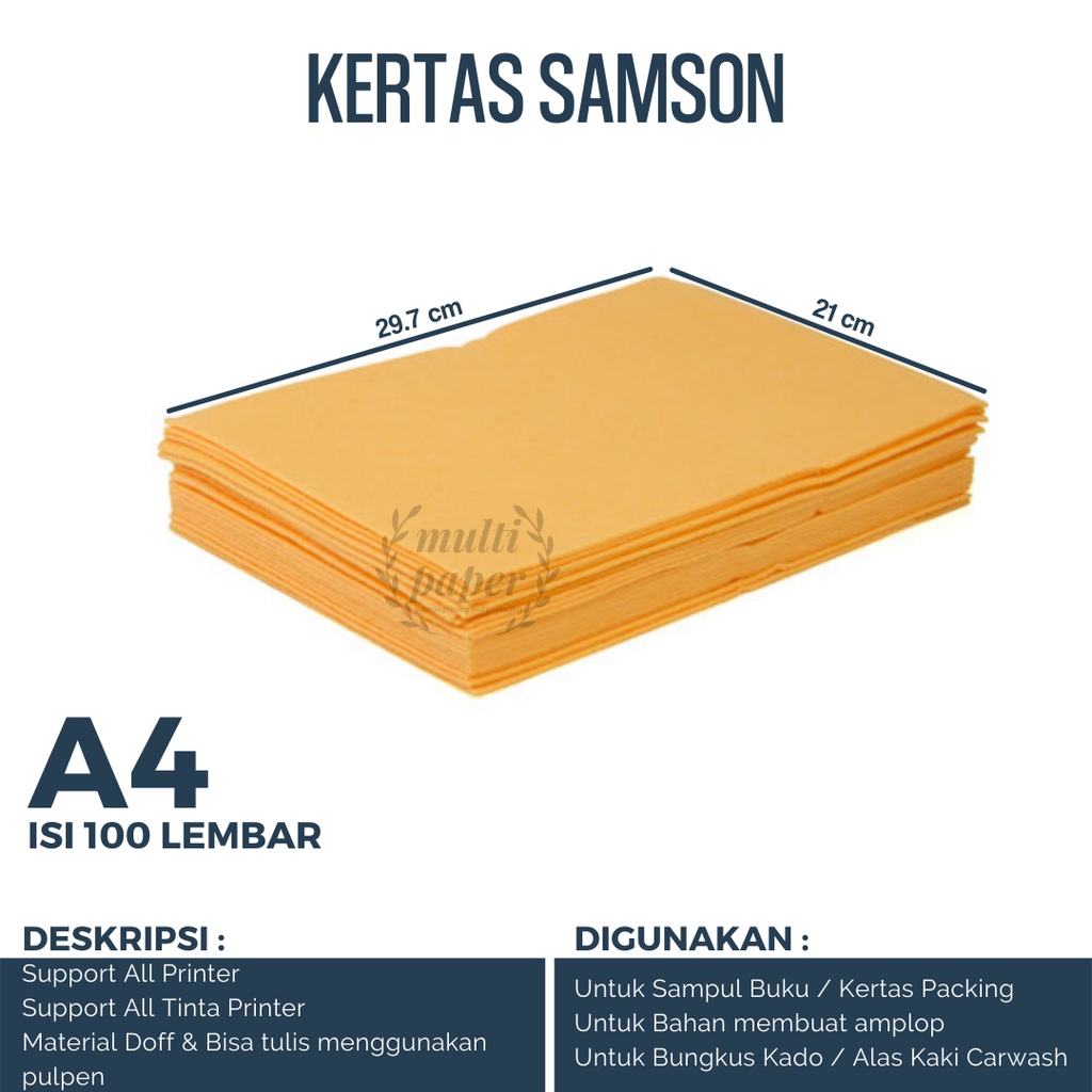 Jual Kertas Samson A4 Isi 100 Lembar / Kertas Samson Cokelat A4 ...