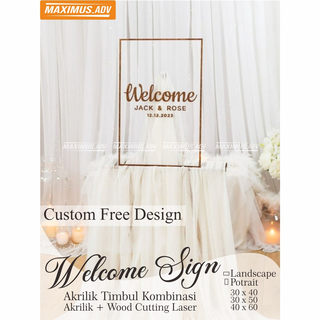 Jual NEW!!! Welcome Sign / Wedding Sign Custom Timbul 2 layer Akrilik ...