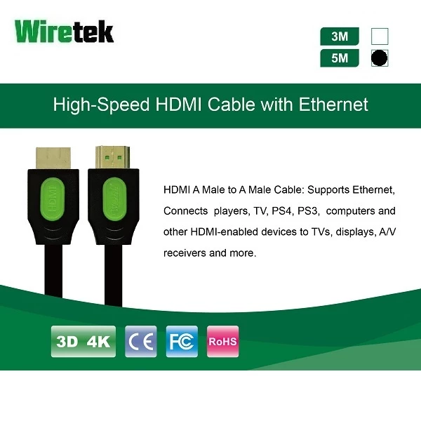 HDMI 2.0 High Speed HDMI 4K 60Hz Cable with Ethernet 5 meter WIRETEK