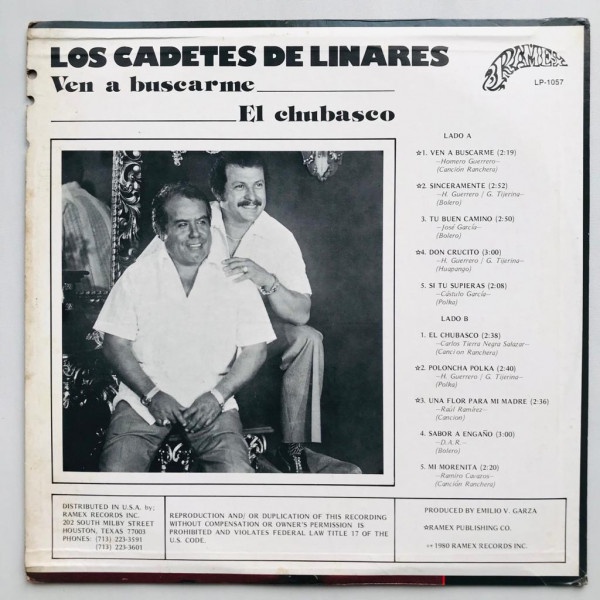 Jual Los Cadetes De Linares - Ven A Buscarme / El Chubasco - LP Vinyl ...