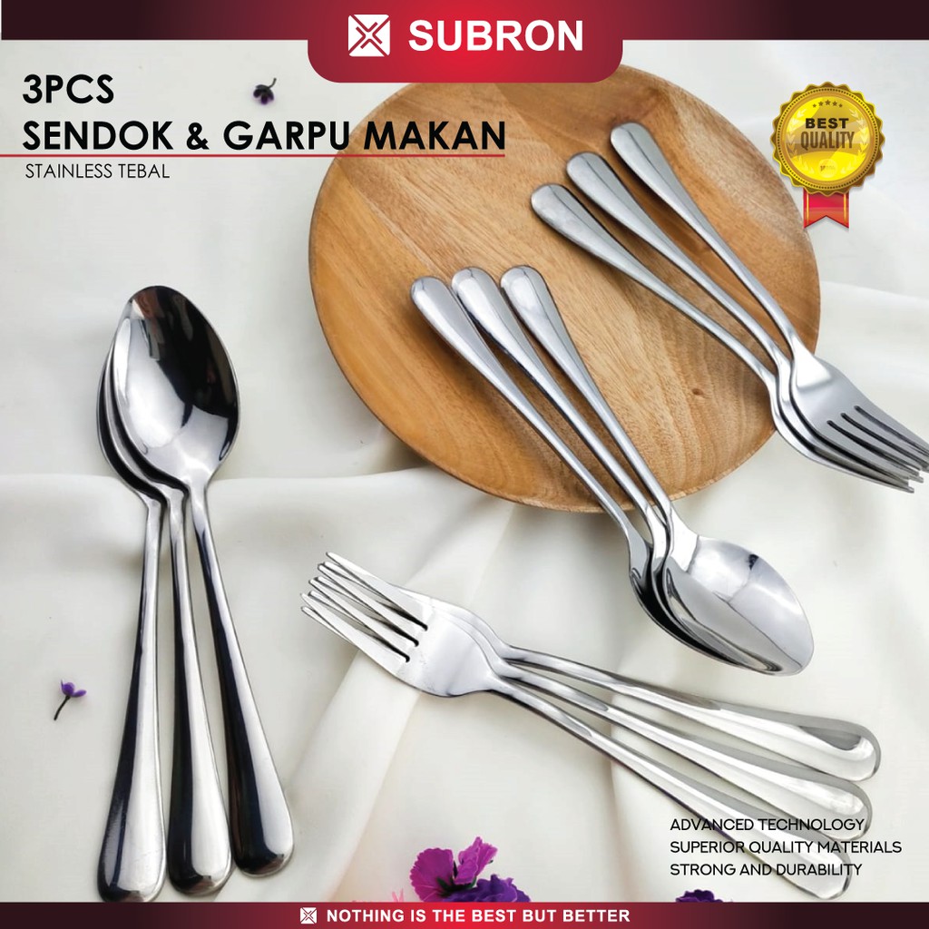 Jual Subron Pcs Sendok Garpu Makan Hotel Besar Dan Standar Stainless Tebal Shopee Indonesia