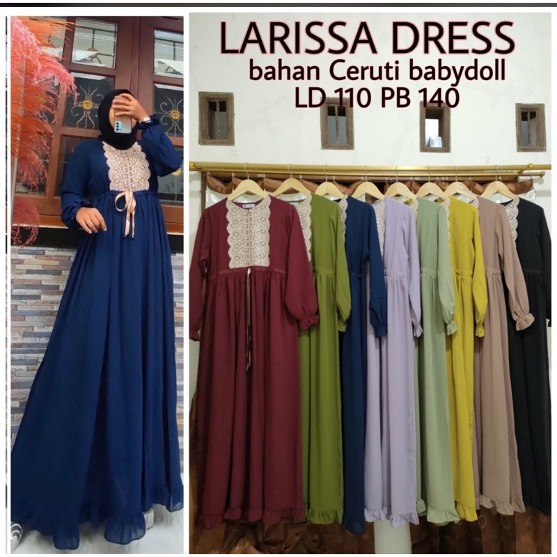 Jual [Cod] Gamis Larissa Ceruty / Gamis Model Renda Terbaru 2021/ Busui ...