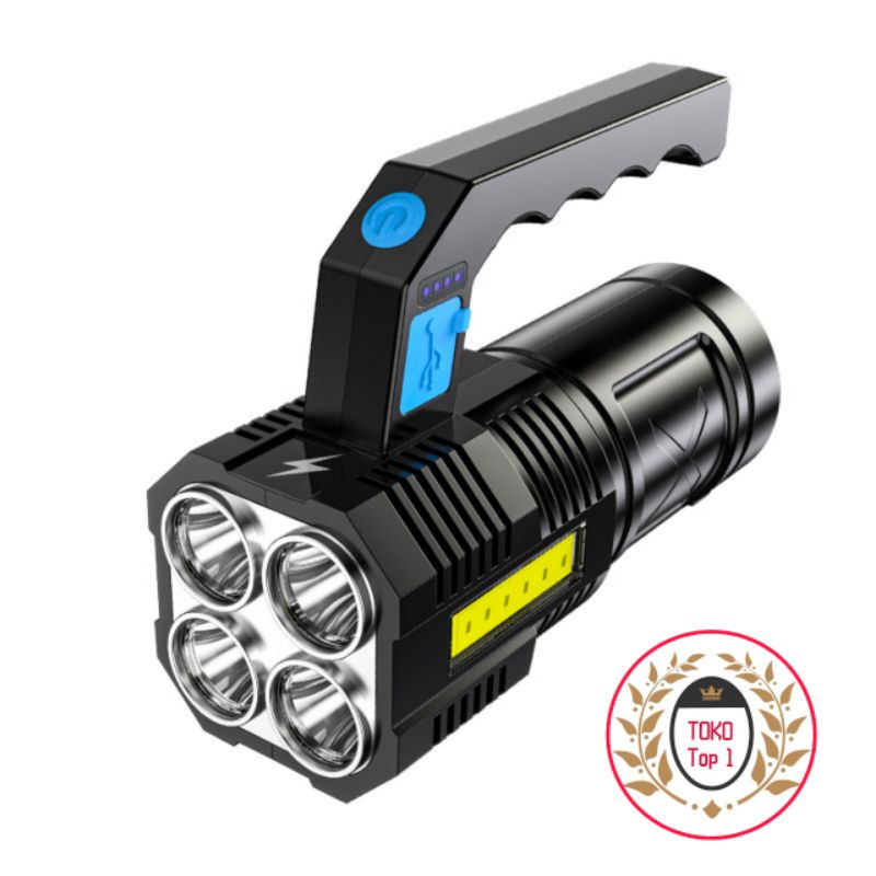 Jual Senter LED Sorot Jarak Jauh 4 LED Dan COB Light Super Terang Anti ...