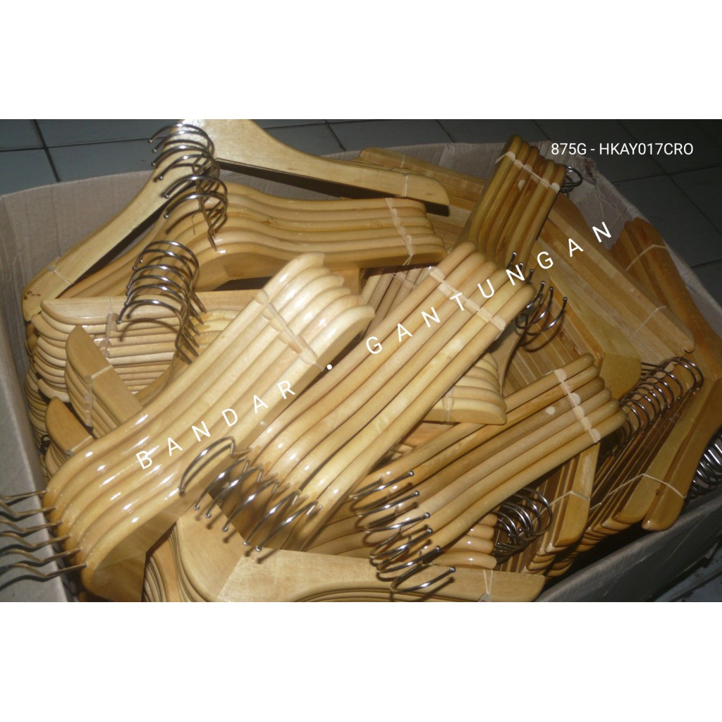 Jual Hanger Kayu Natural SUPER TEBAL Wood Hanger Dewasa Atau Anak ...