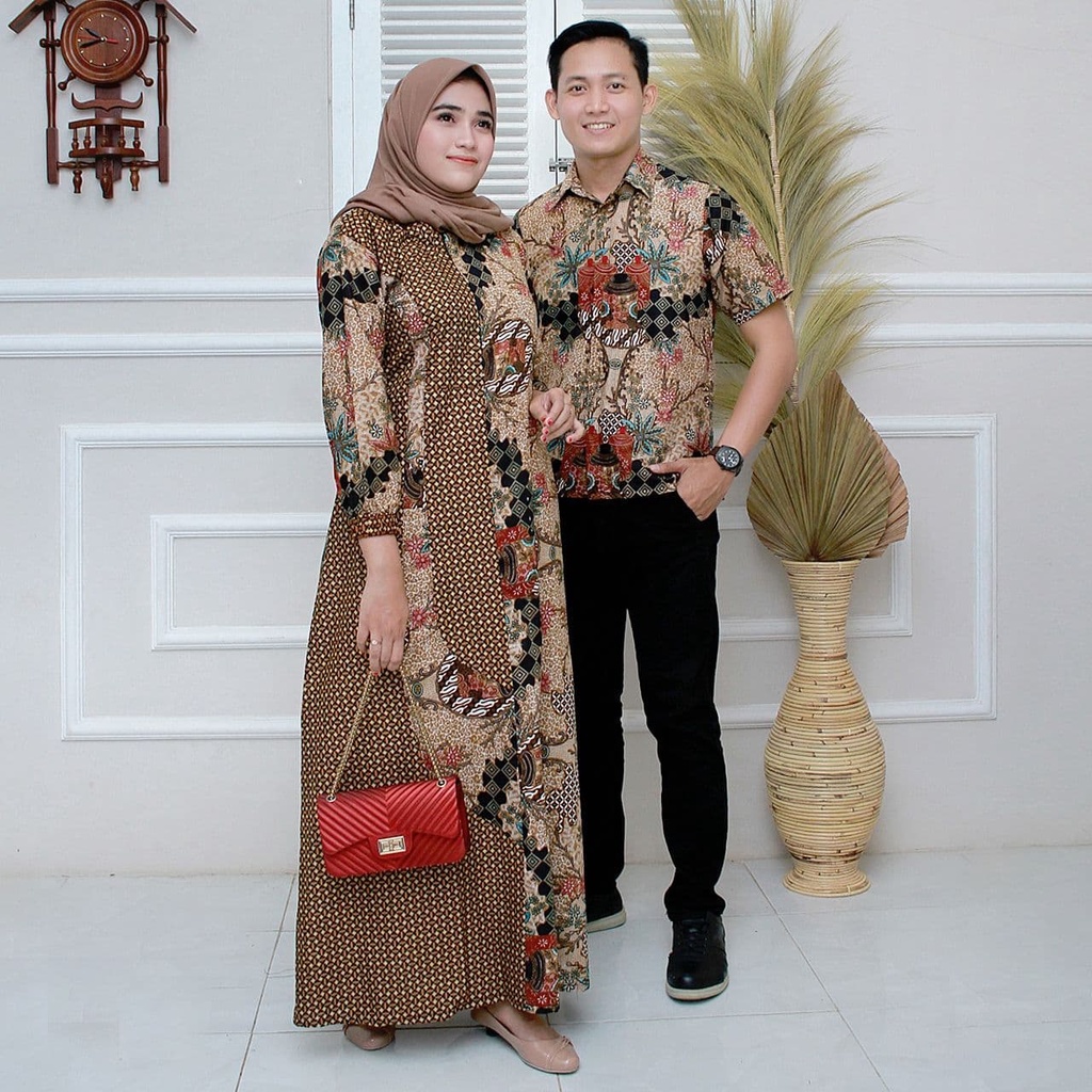 Jual batik sarimbit - batik couple - gamis batik wanita modern 2021 muslim - batik couple pasangan -batik couple - motif terbaru | Shopee Indonesia