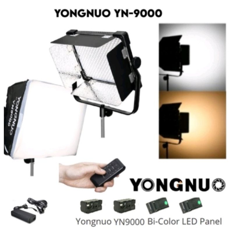 Jual LED YONGNUO YN9000,YN-9000 (3500-5500K)BI COLOUR LED PANEL WITH ...
