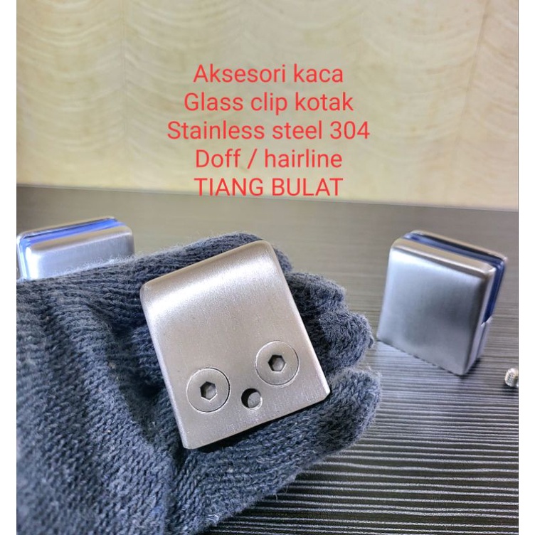 Jual Jepit Kaca Kotak Doff Braket Glass Clamp Clip Tiang Railing Bulat