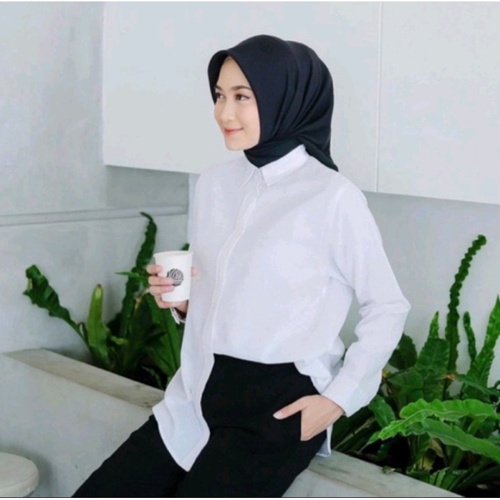 Jual Kemeja Wanita Trend Masa Kini Kemeja Putih Polos Lengan Panjang