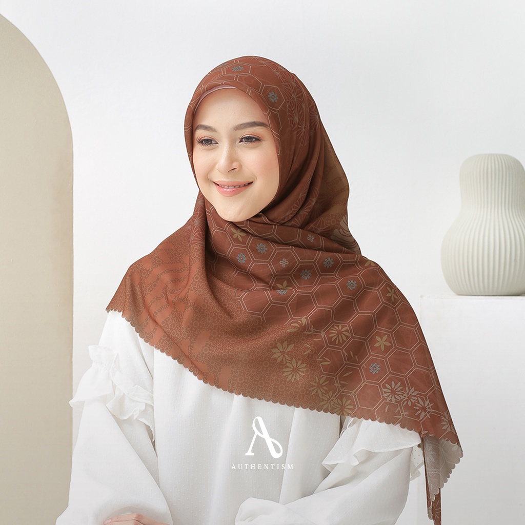 AUTHENTISM ID Queen Bee Series Kerudung Segi Empat Motif Voal Ultrafine Lasercut Premium